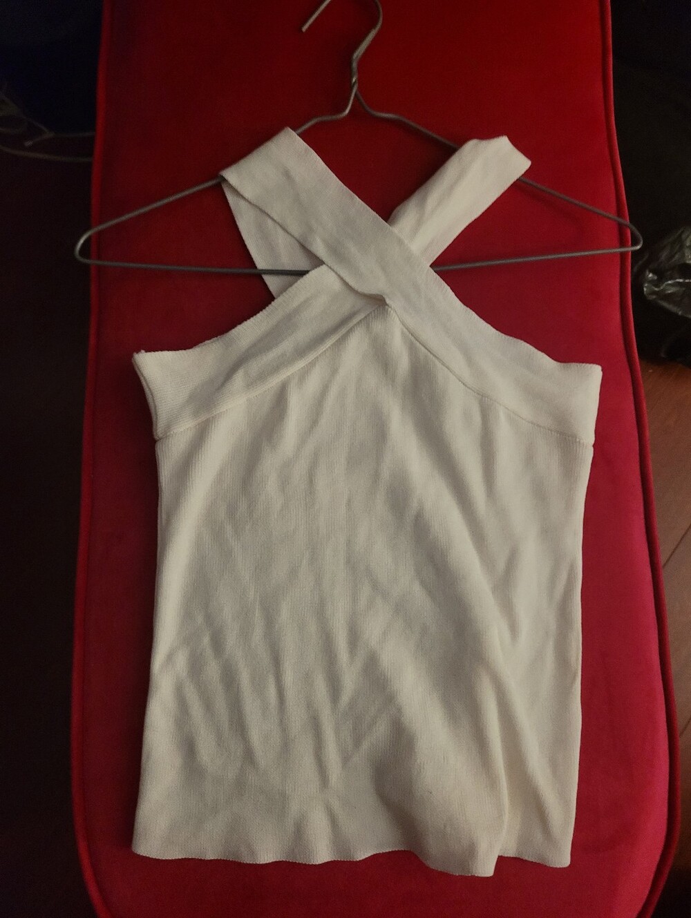 Cross-Back Ribbed Tank Top - White - Picture 3 of 3
